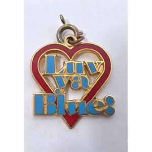 VTG Houston Oilers Luv‎ Ya Blue Enamel Gold Tone Pendant Charm